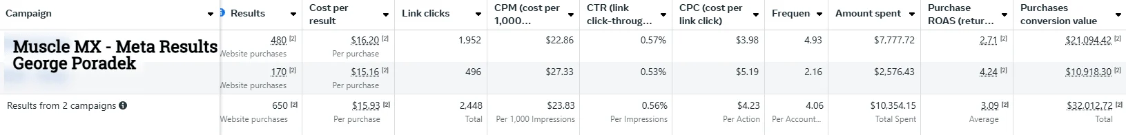 **Meta campaign launch was highly successful, with a 3.09x ROAS, 650 purchases & $15.93 CPA**
