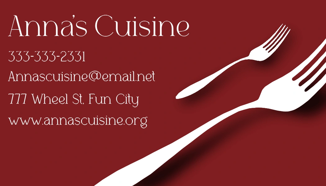 Business Card for 'Anna's Cuisine' (Front and Back)