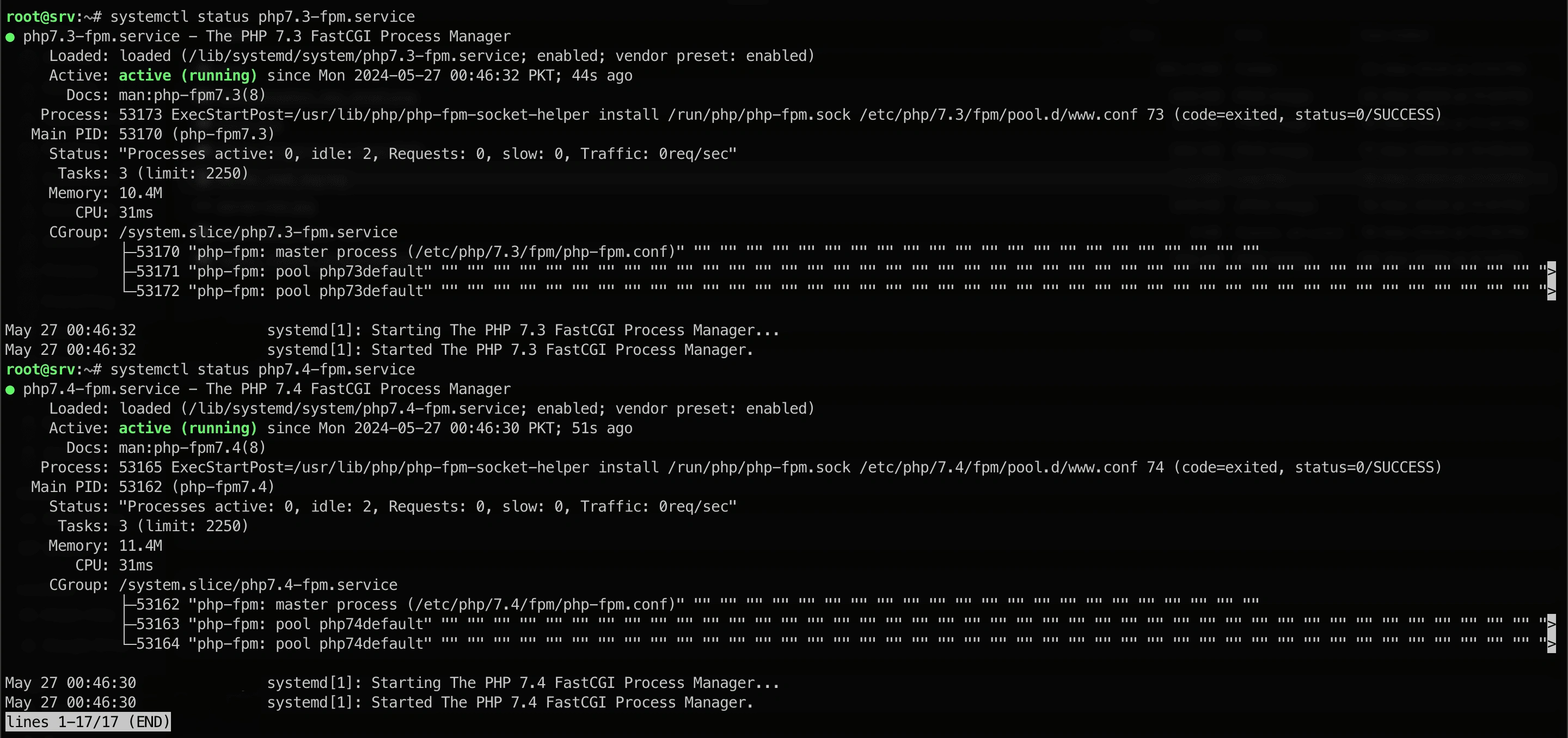 php-fpm services resumed
