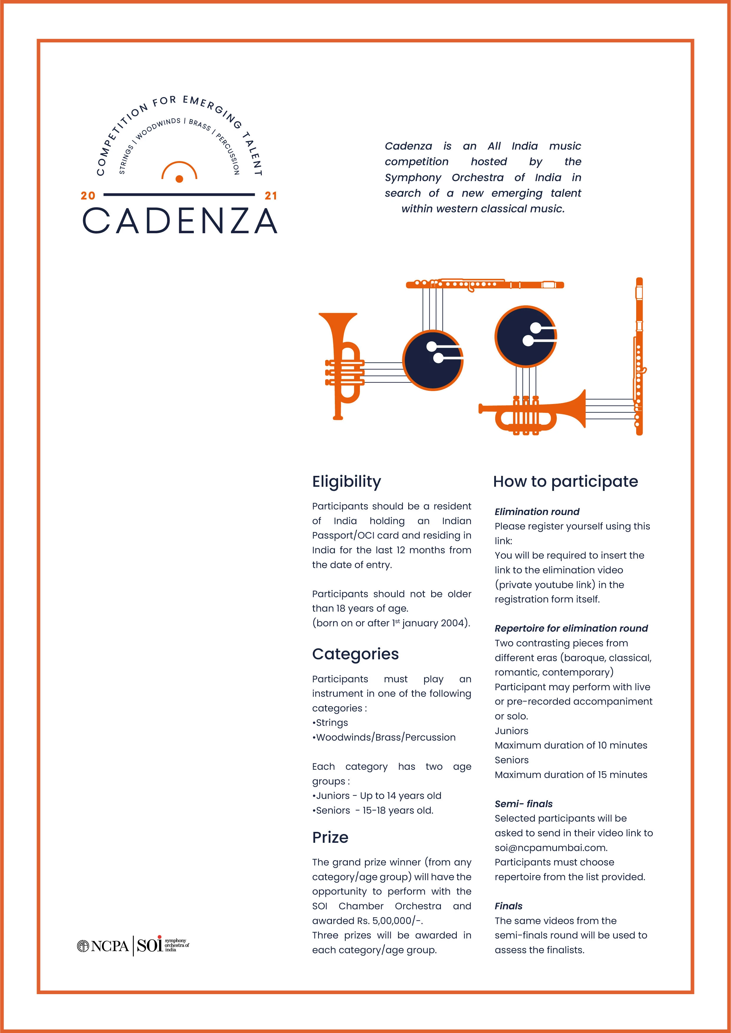 Single-page leaflet design for 'Cadenza'