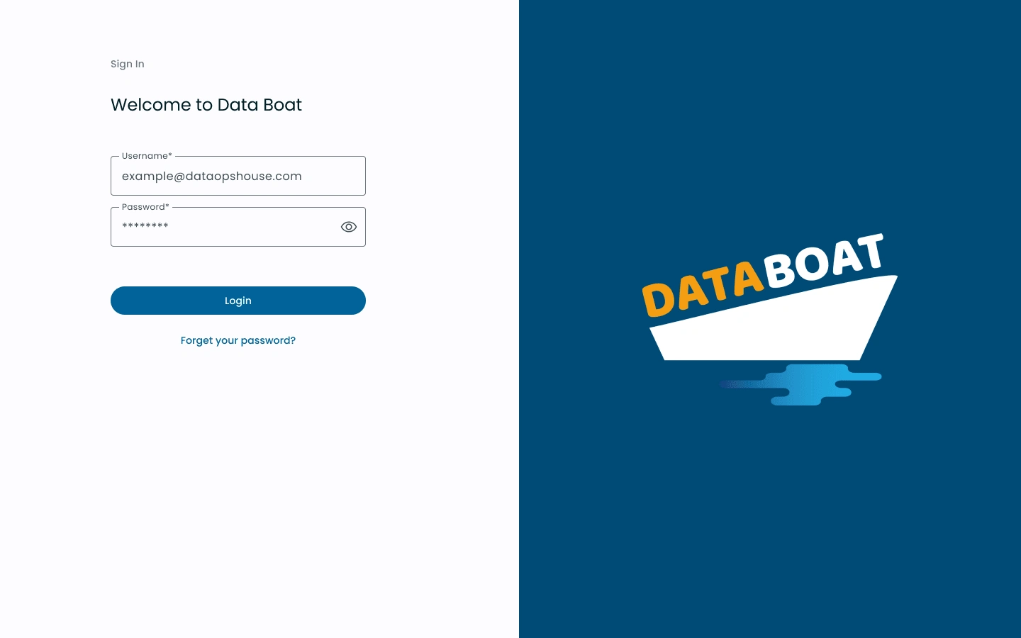 Data Boat Login Page