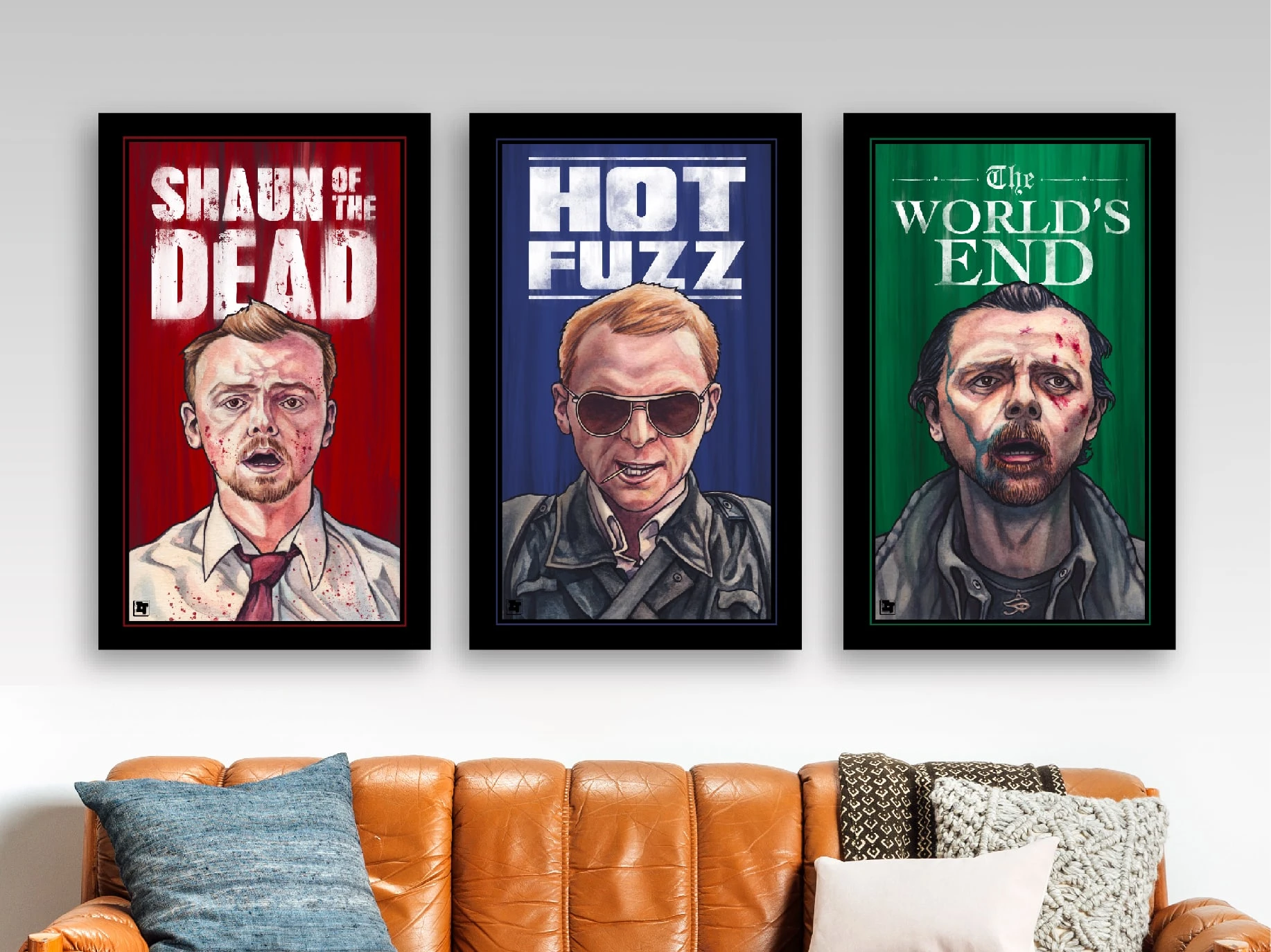 Poster designs for Edgar Wright's Three Flavours Cornetto Trilogy. Watercolor & Digital.