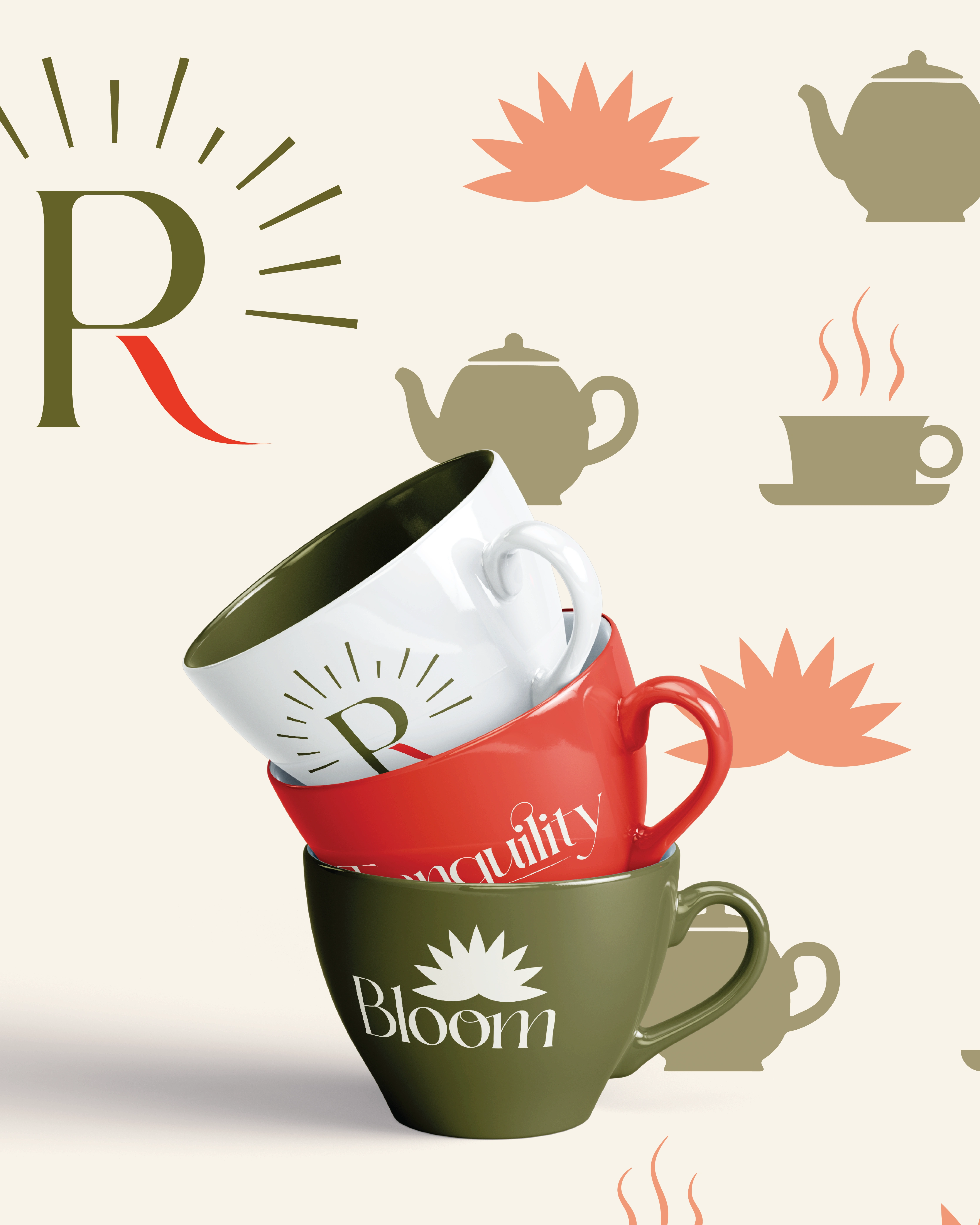 Monogram Logo / Branded Tea Cup Merch / Brand Pattern