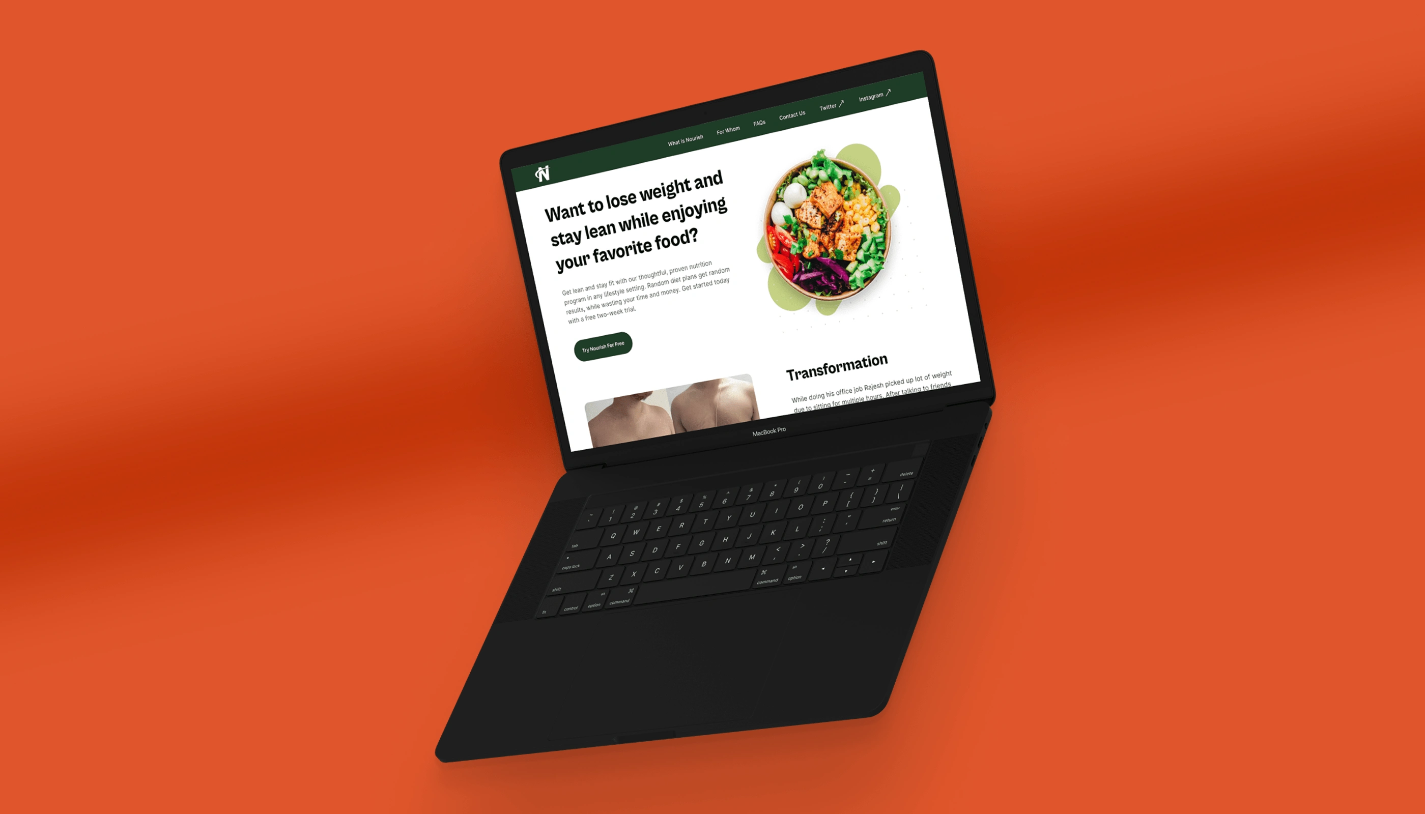 Nourish Nutrition Program website mockup