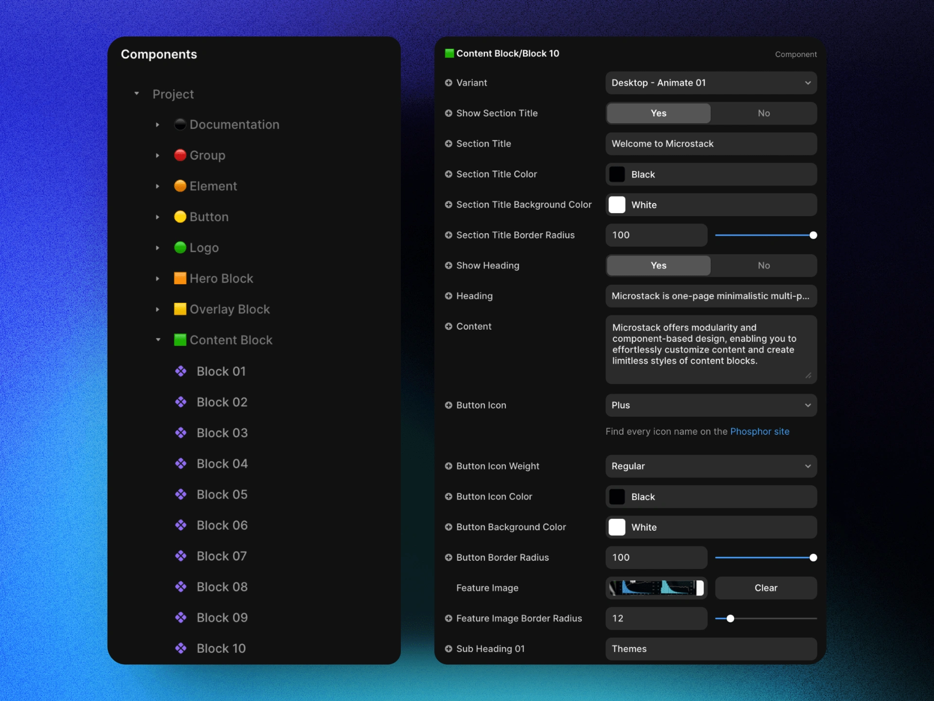 Components with customization variables