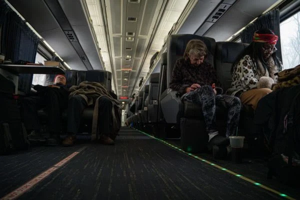 Passengers heading to Washington D.C. ride on the Floridian Amtrak train as it passes through Pennsylvania on Sunday, Jan. 19, 2025. (Addison Annis)