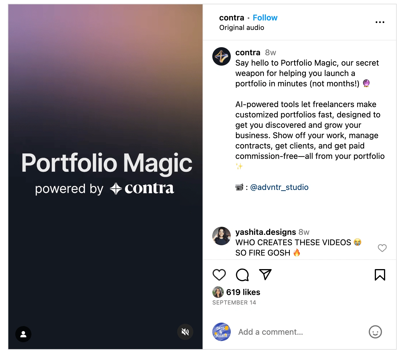 Instagram launch post with launch video 