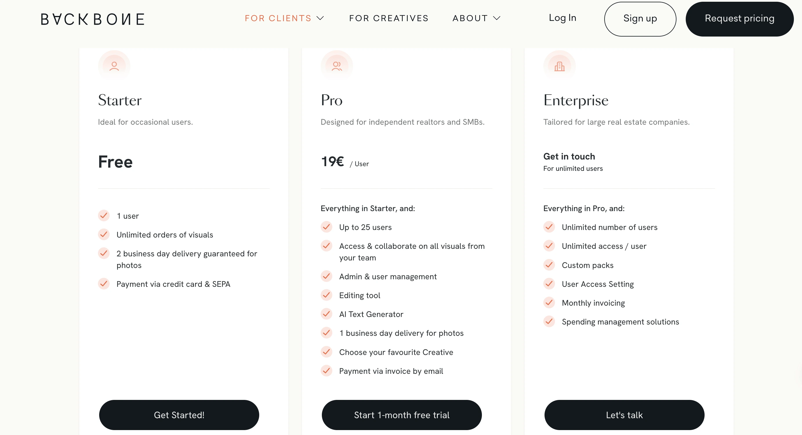 Pricing page