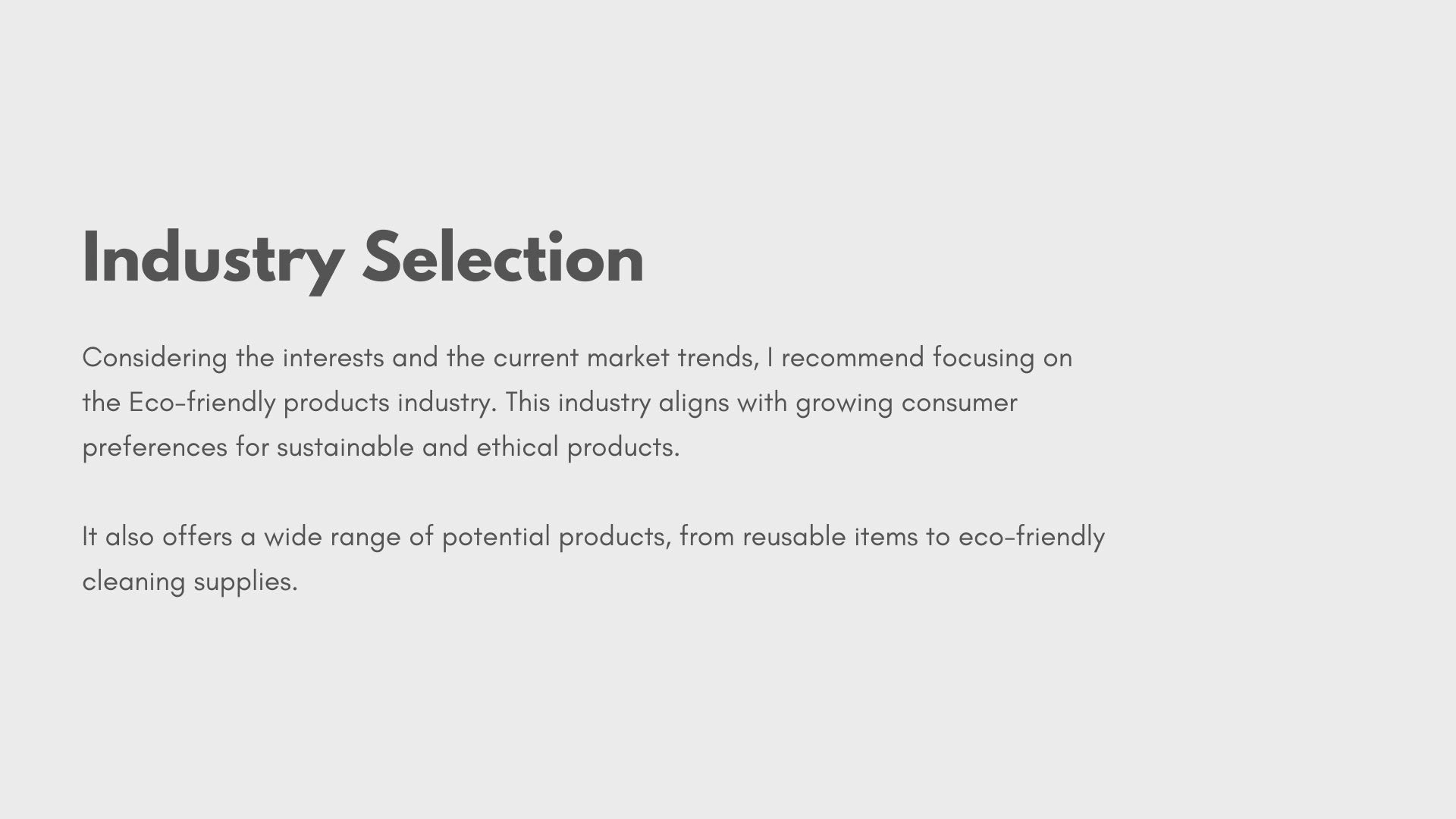 Industry Selection