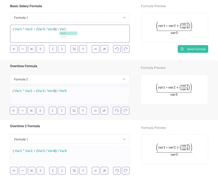 Formula Settings for Leave