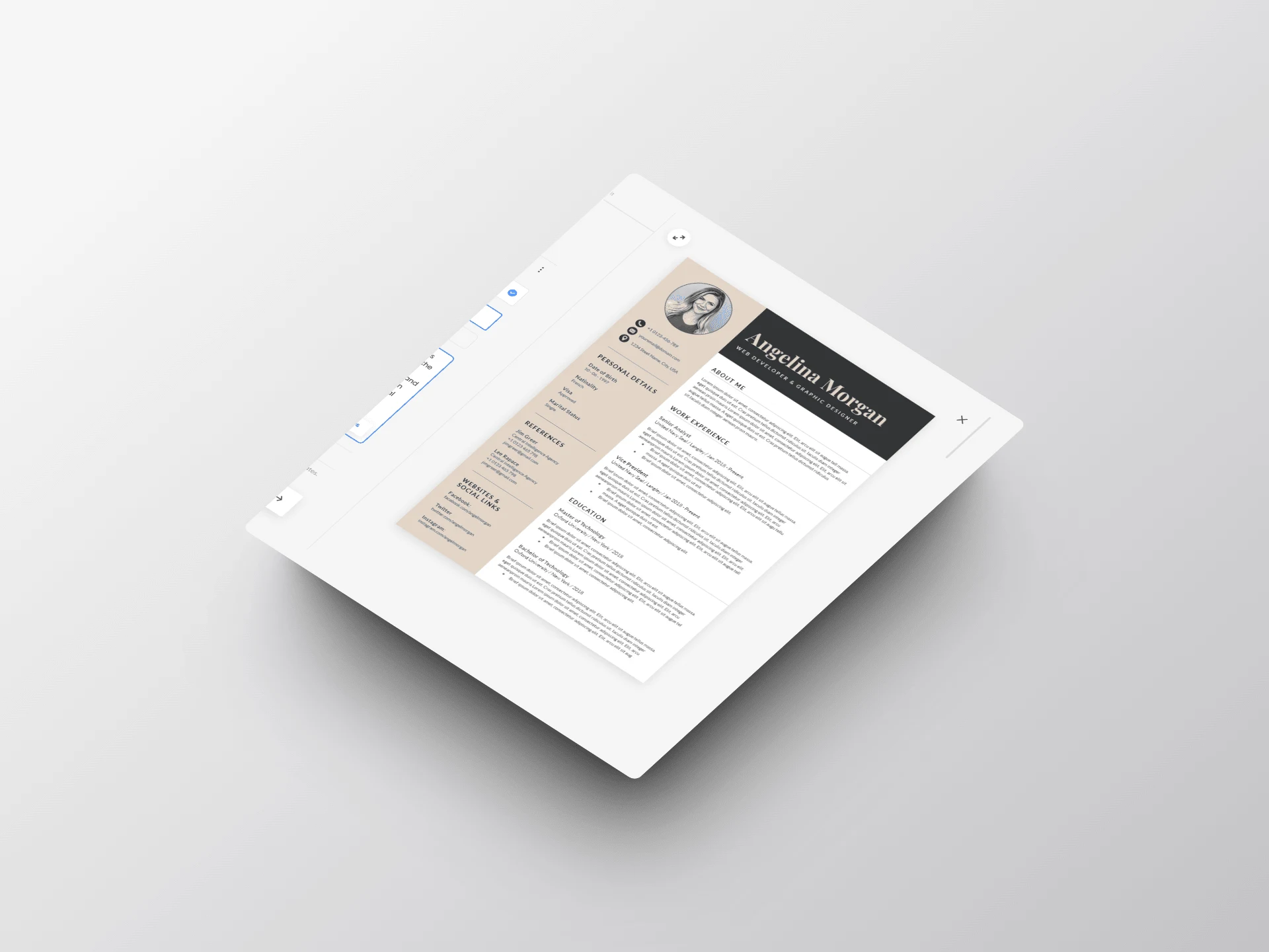 Highlights for live preview in resume creation