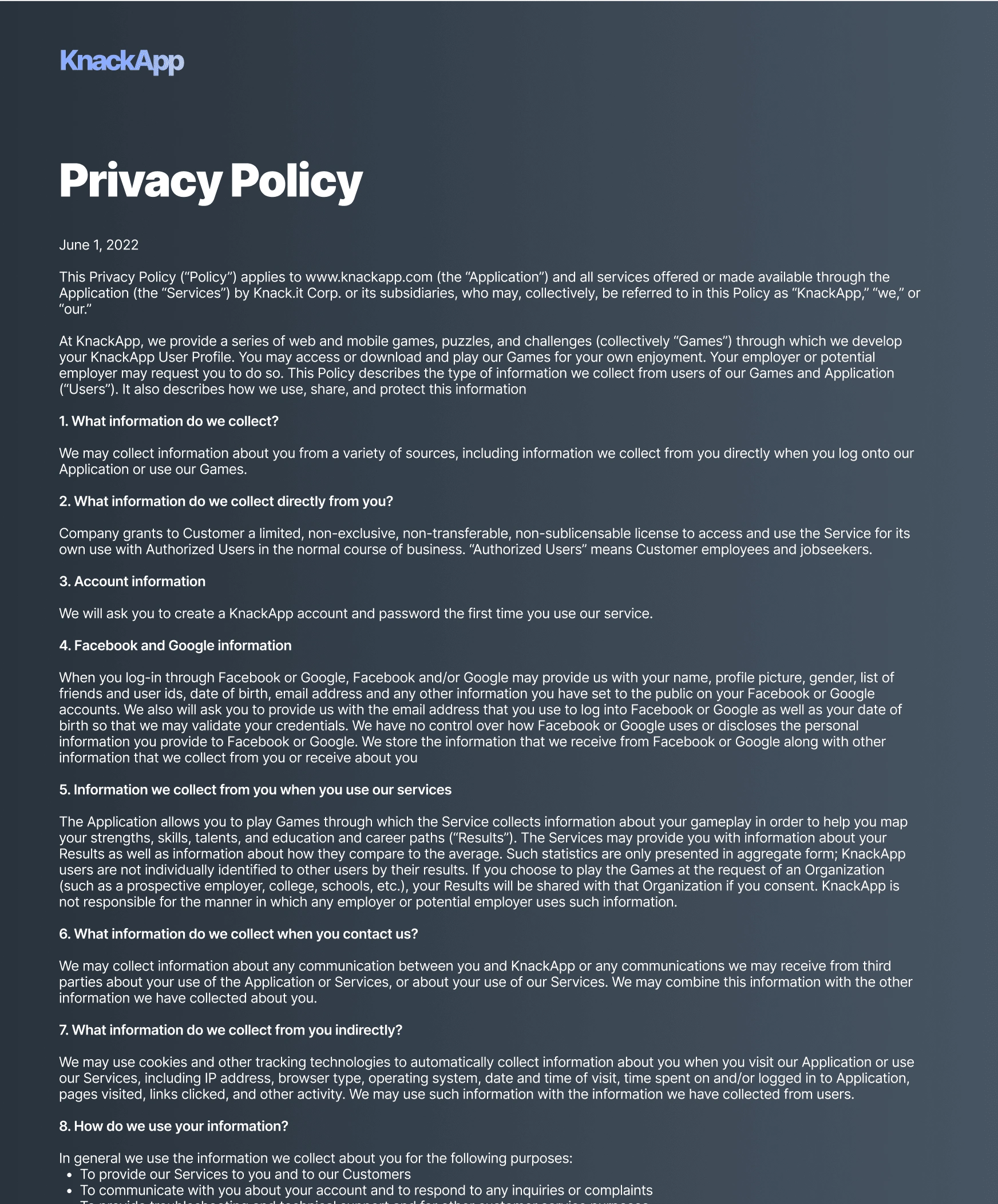 The Old Privacy Page