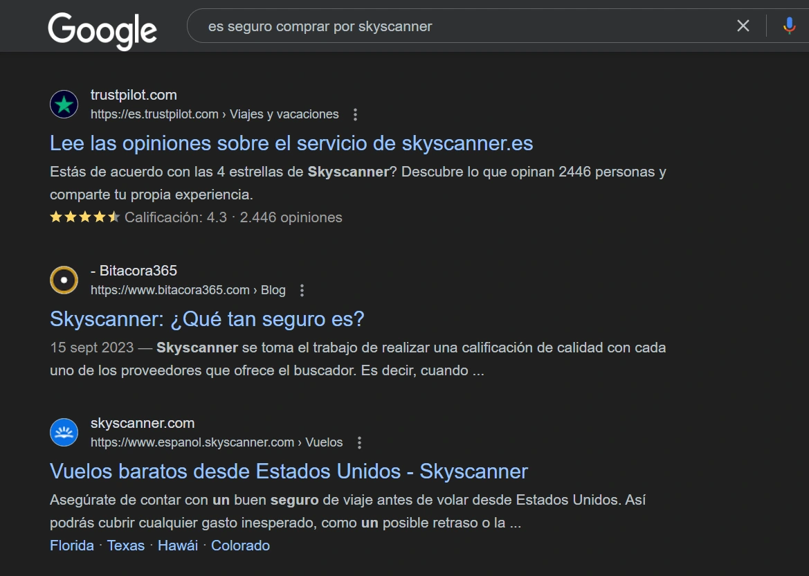 Skyscanner Collaboration 2023 (Position #2 on Google First Page).