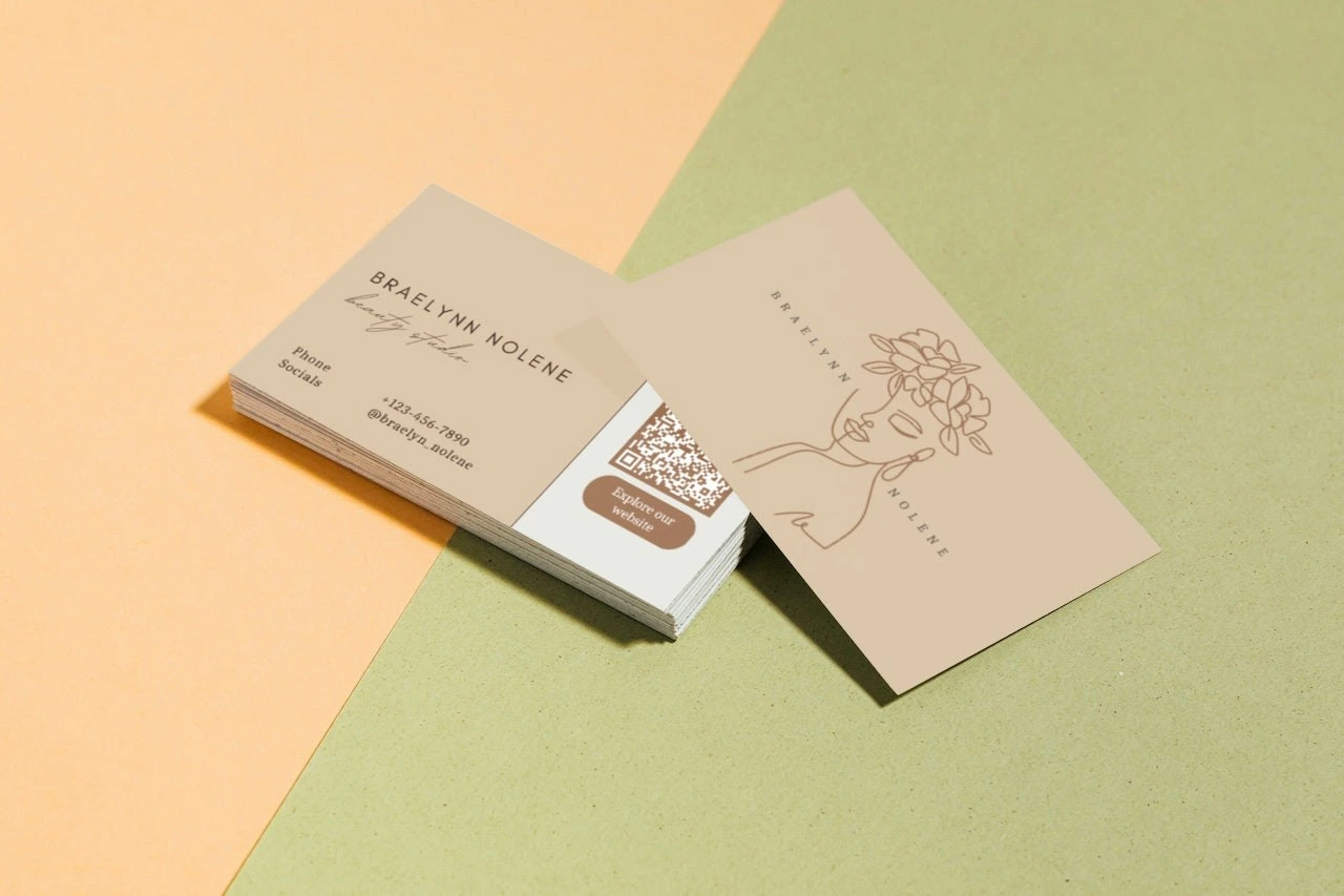 Braelynn Nolene Beauty Studio QR Code Business Card - Mockup 2