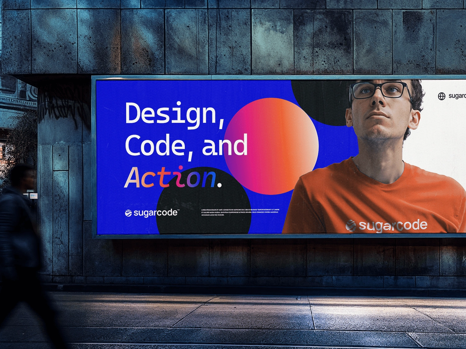 Banner mockup scene with strong brand application.