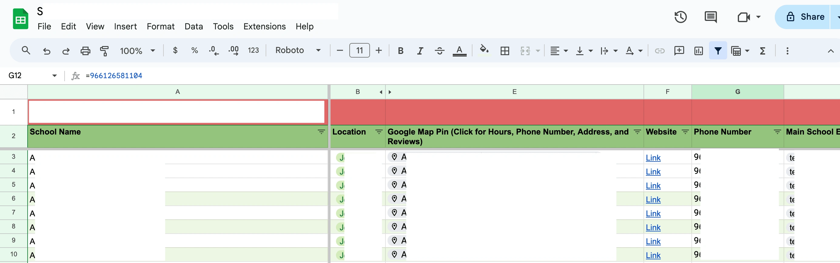 Data mined included links, Google Map pins, phone numbers, and names. Data was able to be sorted by location, lead, or number.