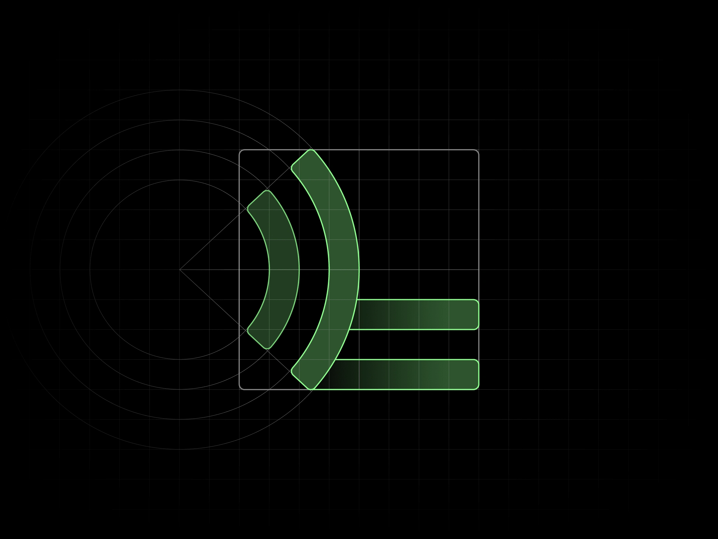 Logo Construction. The logo built using an 8x8 grid perfectly fits in a square.