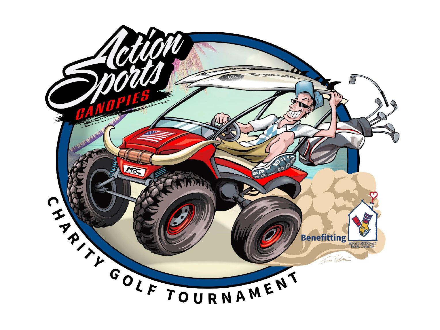 1st Annual ASC Golf Tournament illustration. This was used as a web ad and on printed signage.