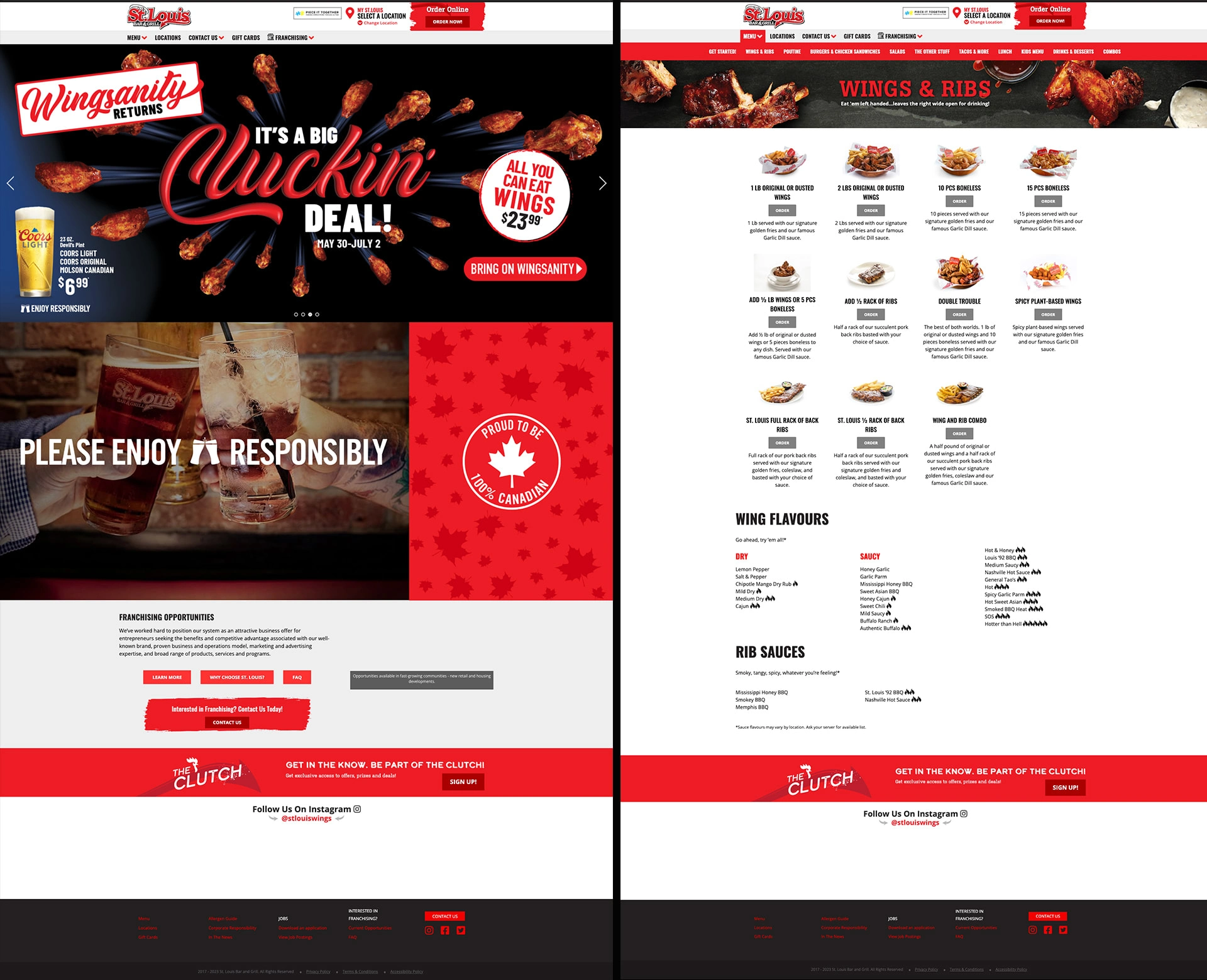 The previous website design for St. Louis Bar & Grill