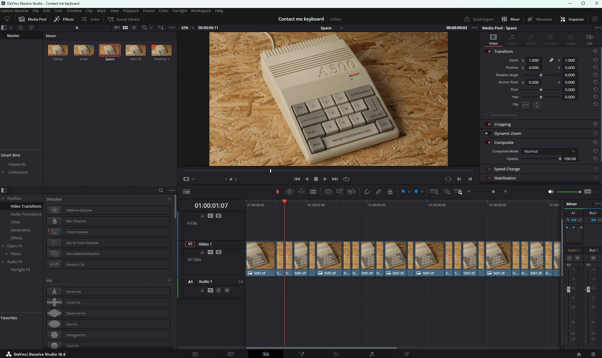 DaVinci Resolve editing.