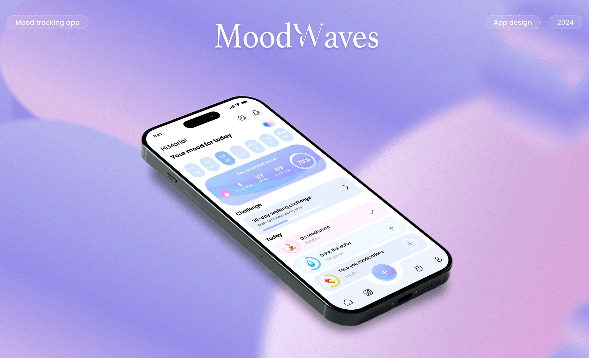 A simple, calming app for logging moods, tracking patterns, and gaining mental health insights through intuitive UI and smooth interactions