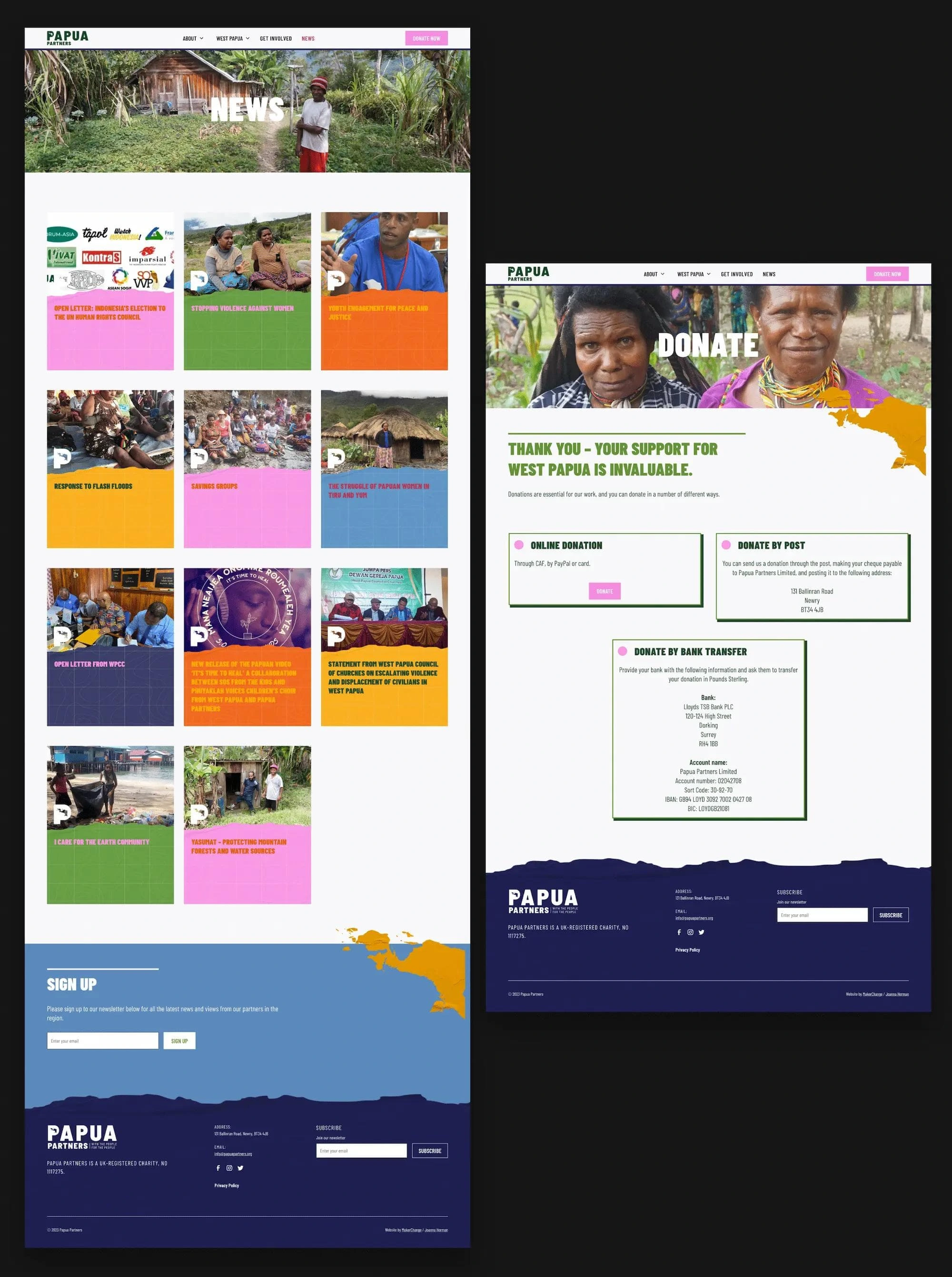 The website is built on Webflow, ensuring sustainability and simplicity for local Papuan staff managing maintenance of the blog.


A dedicated section for campaigners, providing resources for letter writing, petition sharing, and fostering partnerships with like-minded organisations in climate and humanitarian spheres.