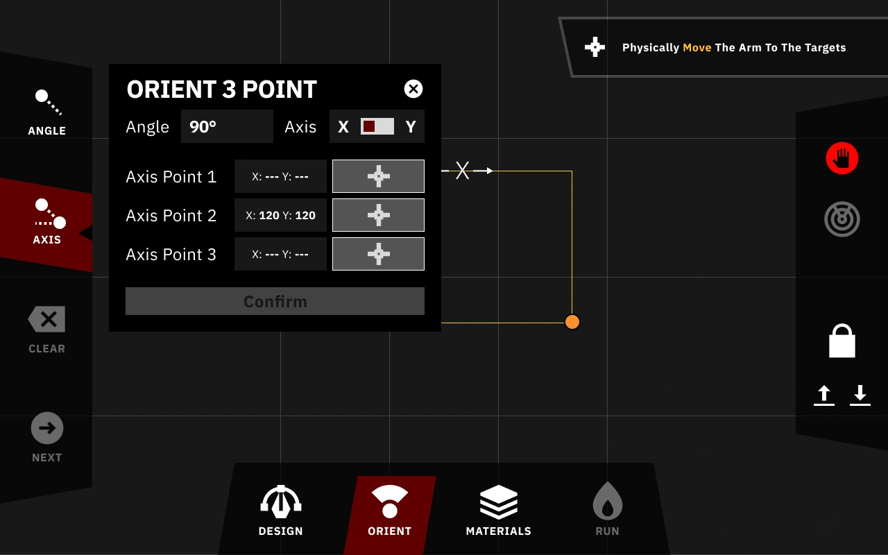 Editing the orientation of the machine