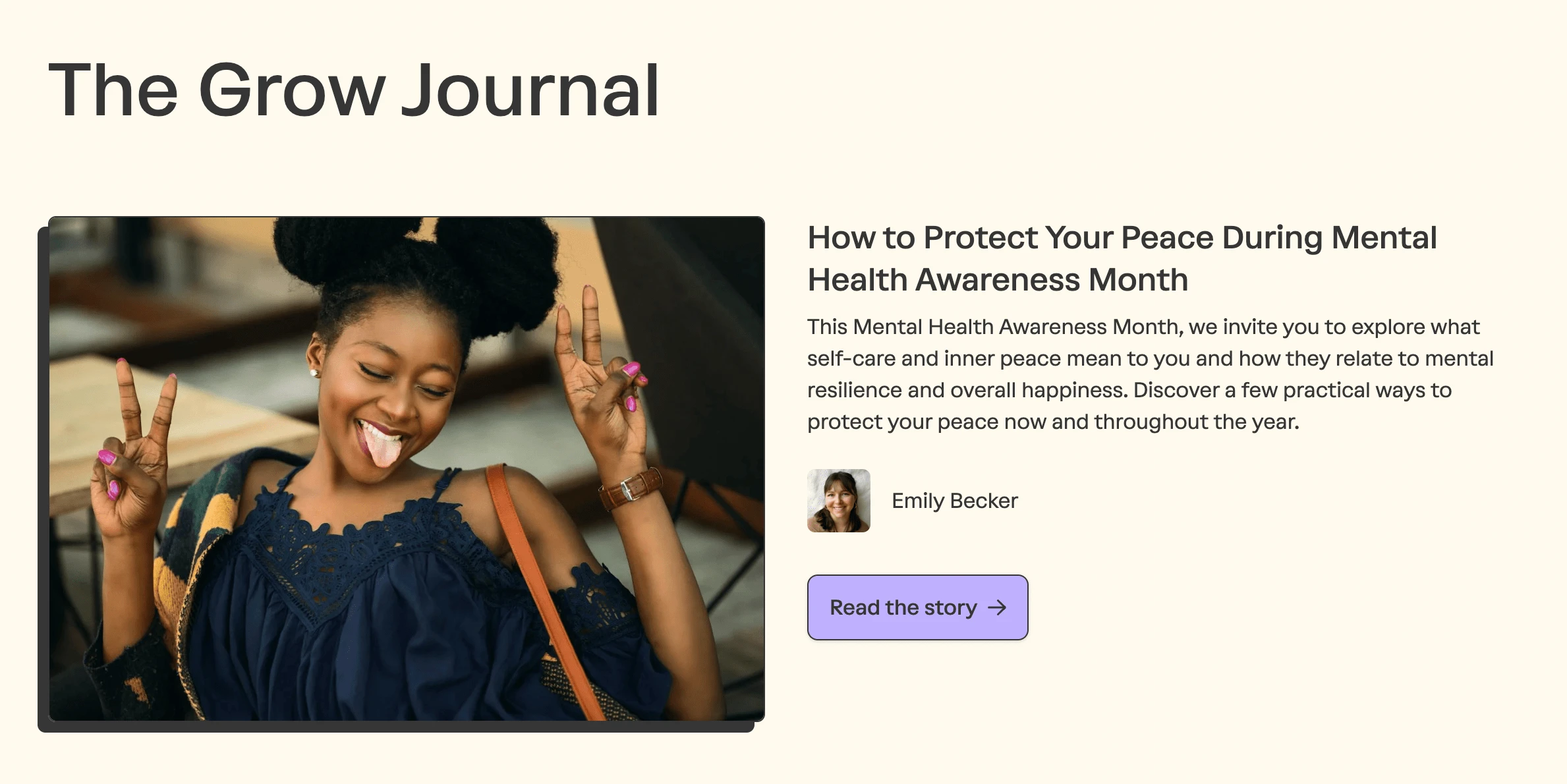 My blog post as the featured story on The Grow Journal