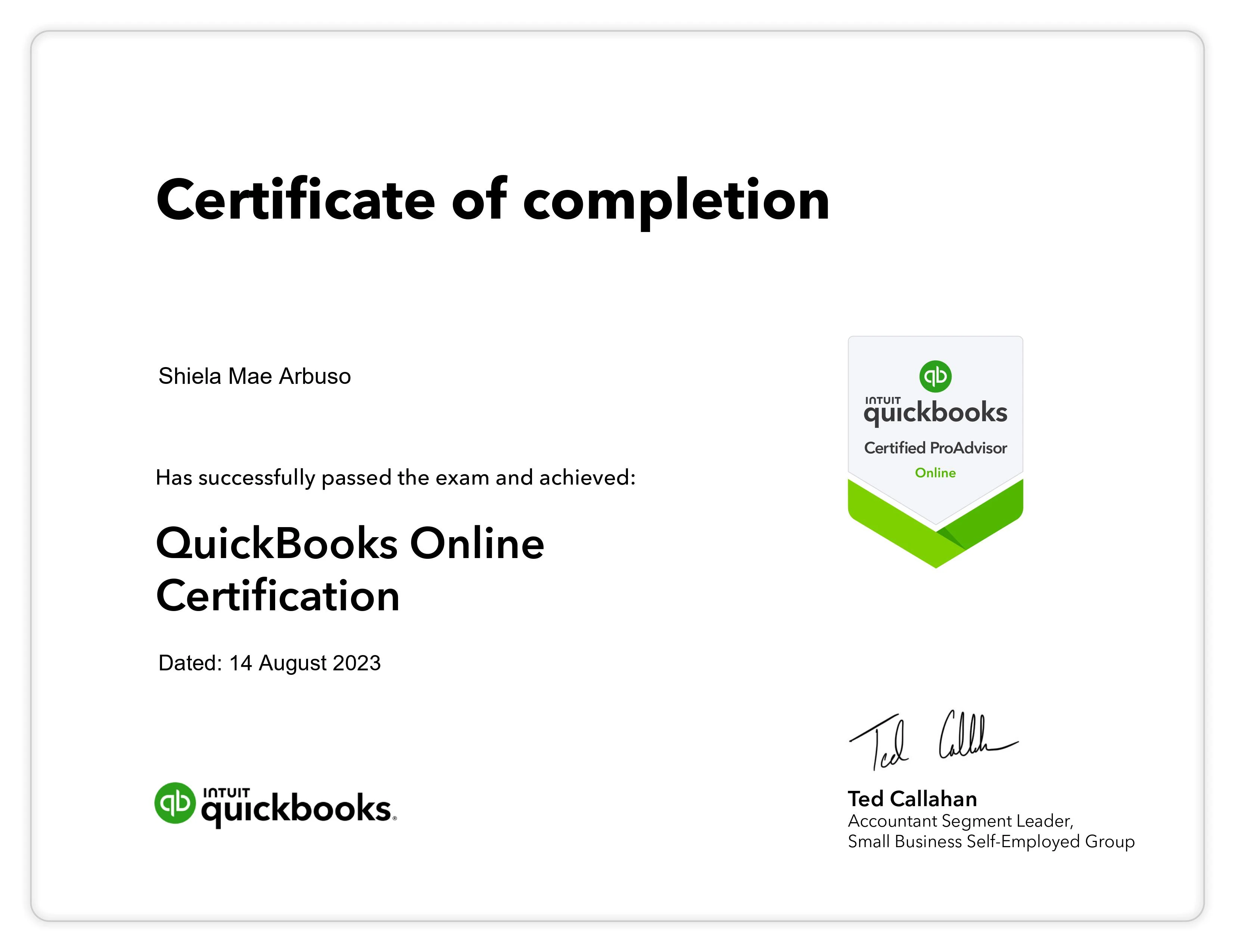 ProAdvisor Certification - QuickBooks Online