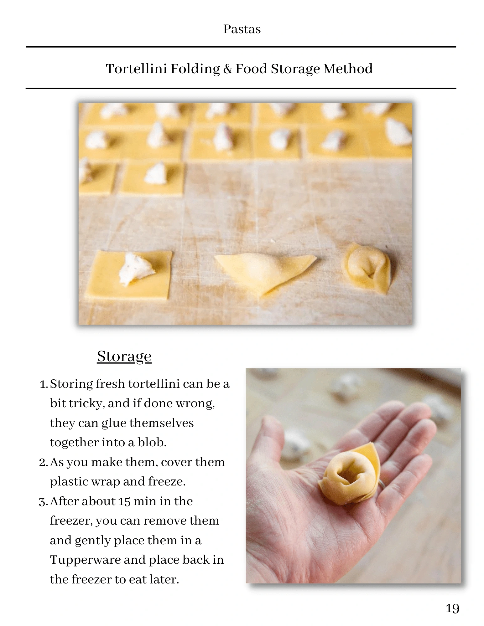 Tortellini Folding and Food Storage Method