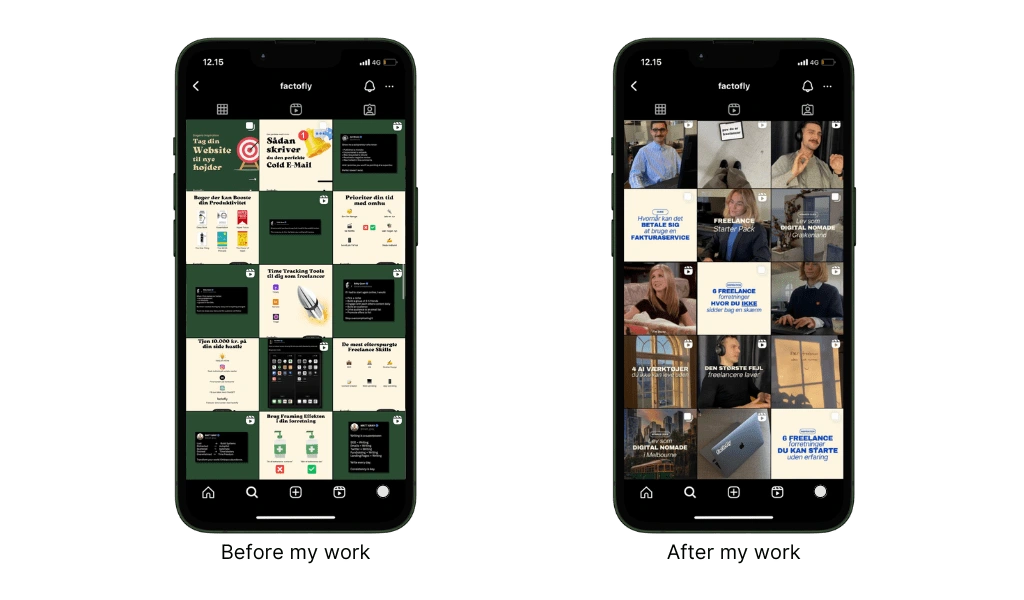 Instagram grid before and after my work