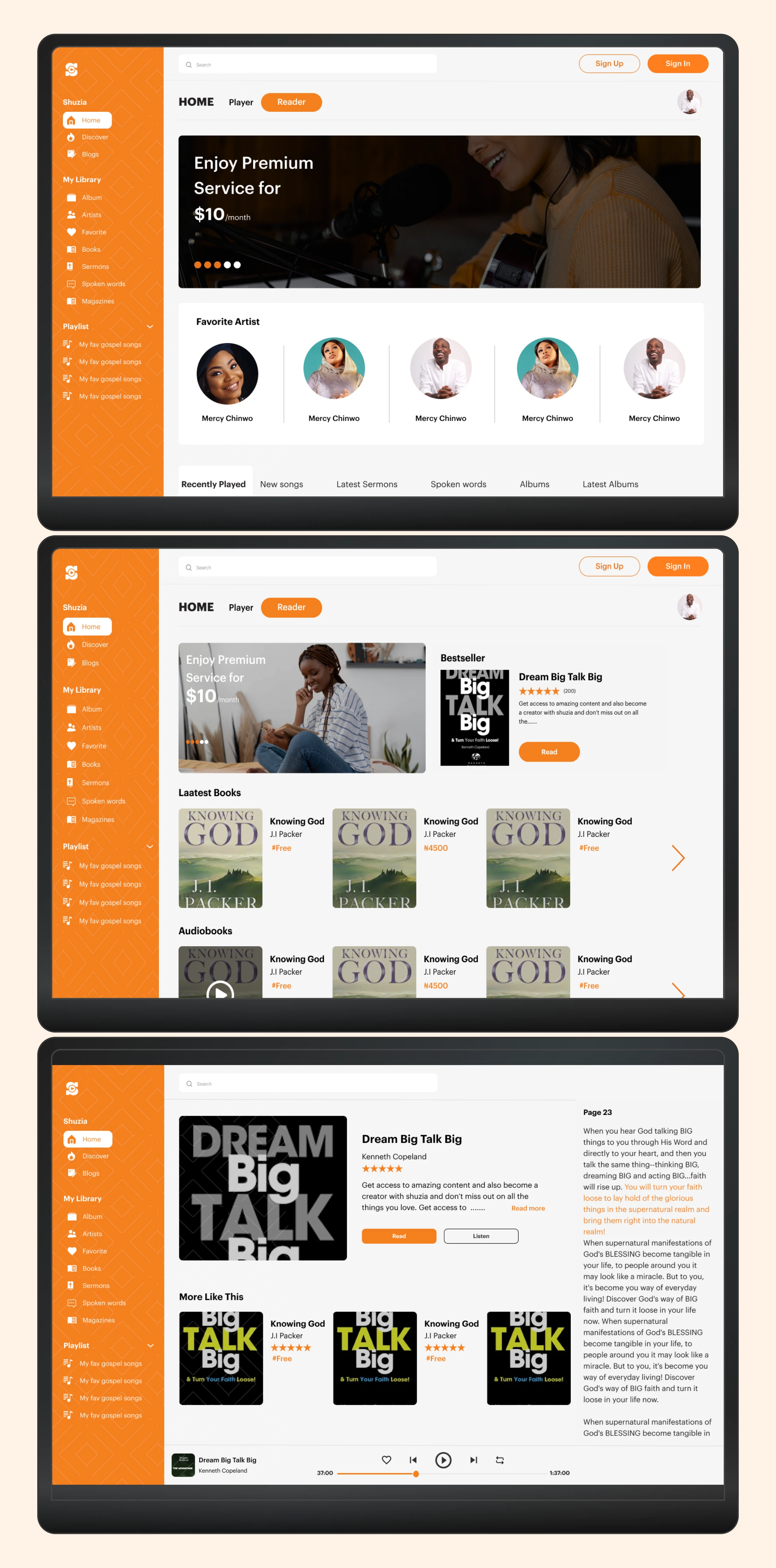 Shuzia Web App design