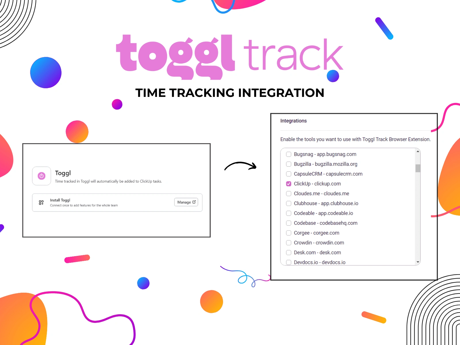 Integration with toggl track browser extension