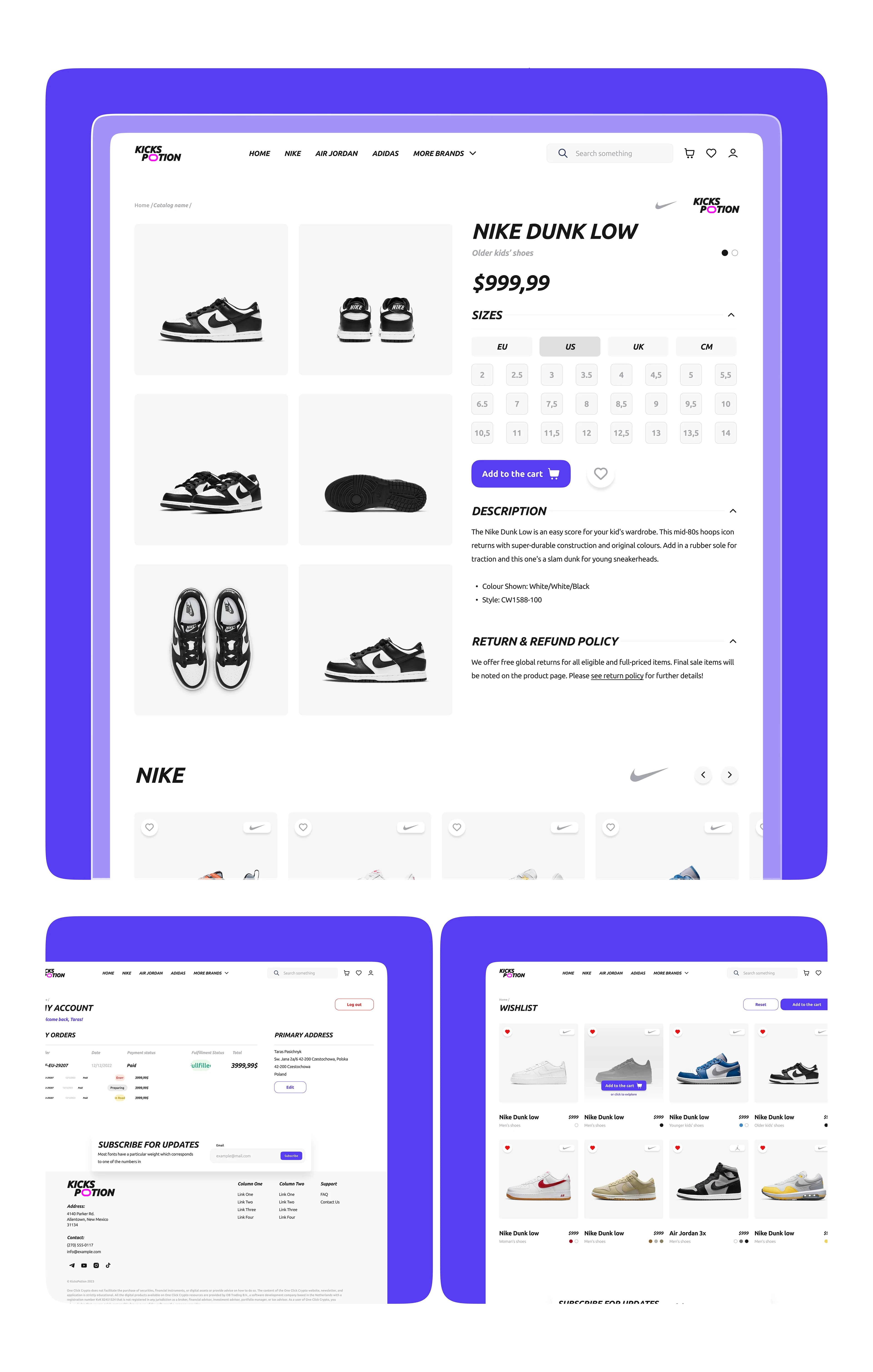 Variations product page