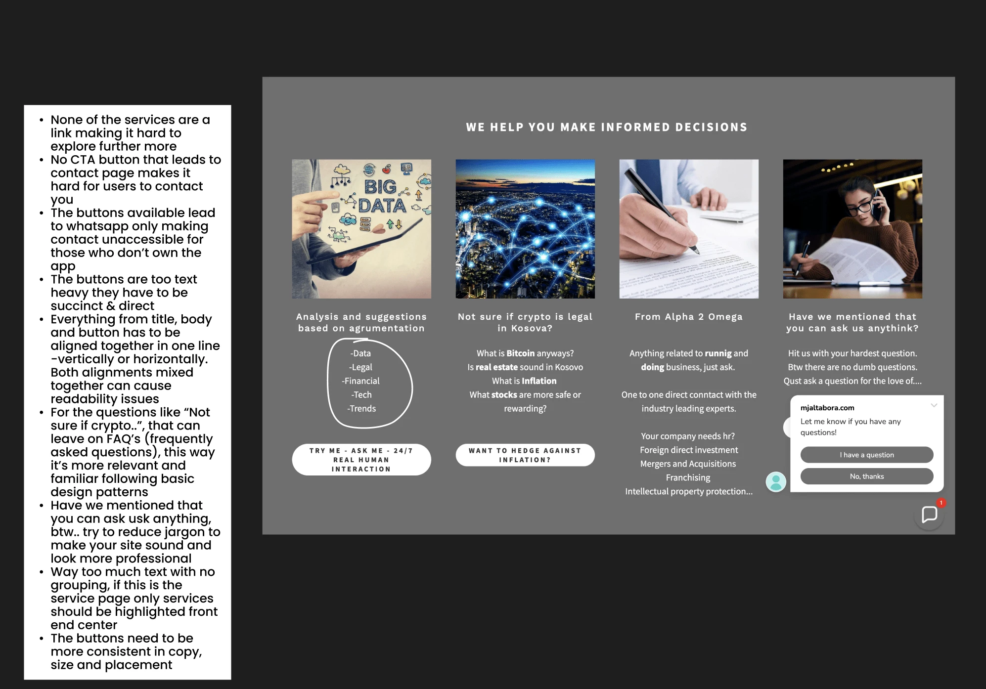 Old website usability audit