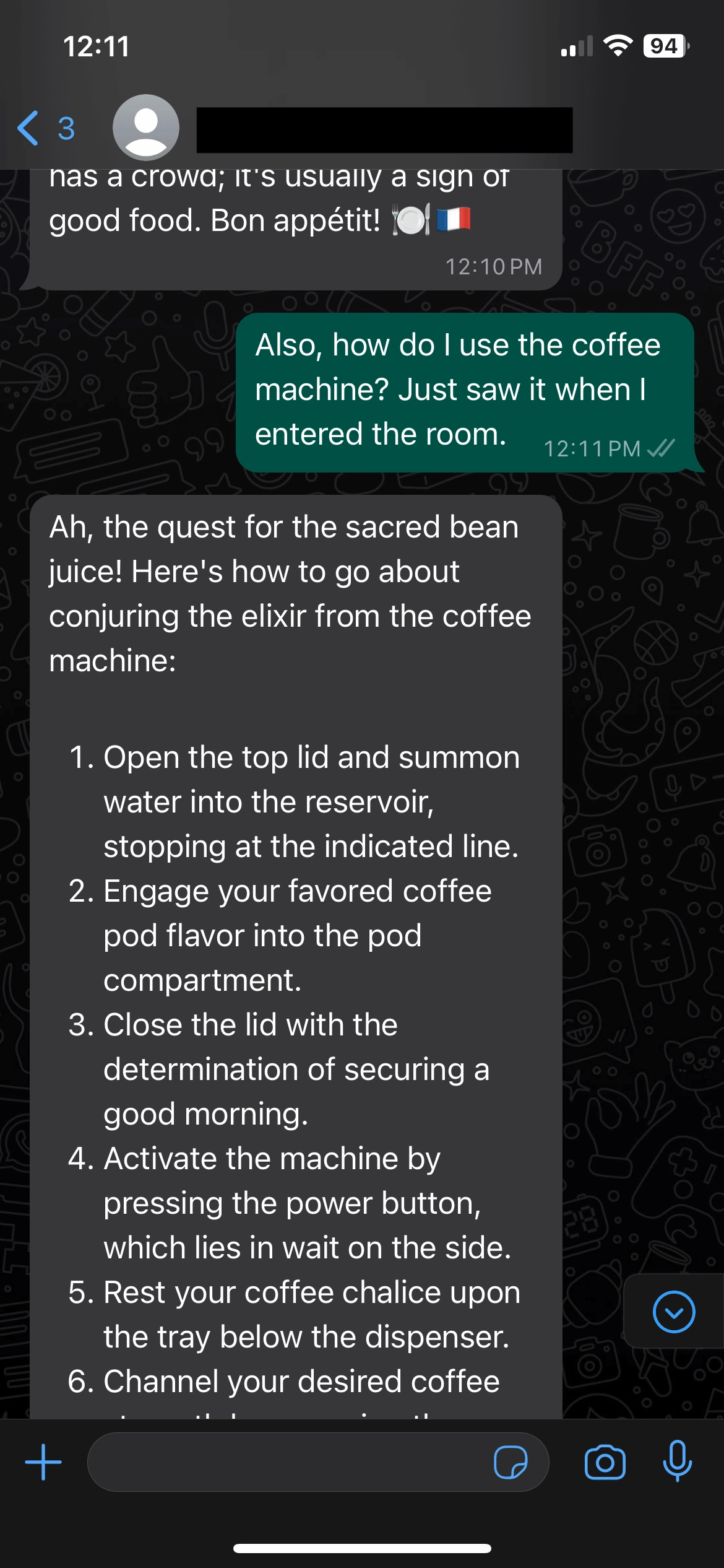 Agent able to answer questions on how to use the specific coffee machine in the rental, not just general instructions