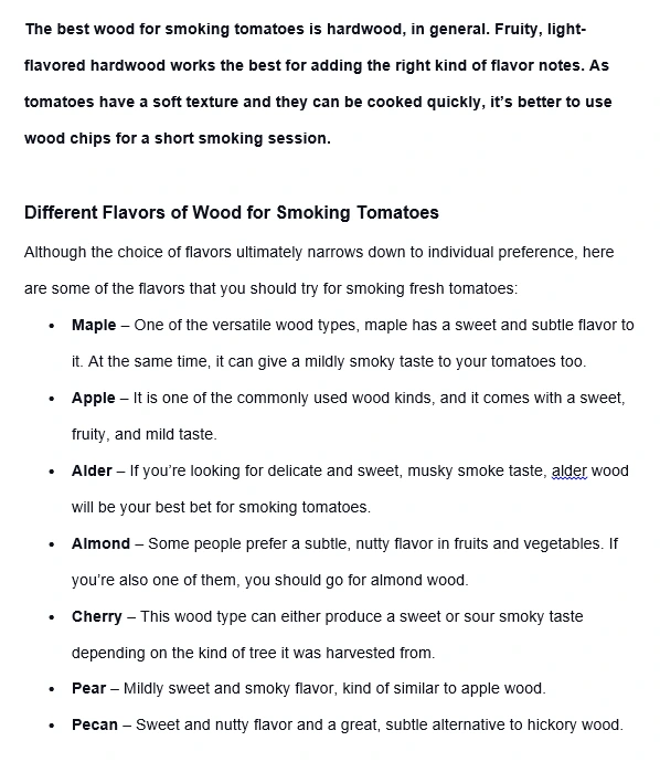 The Best Wood for Smoking Tomatoes (Currently ranking on the 1st page of Google)