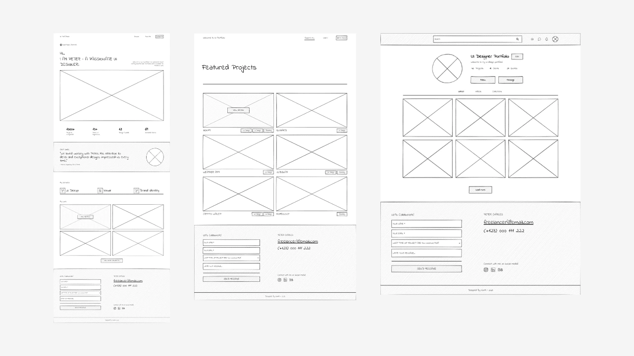 Wireframe for the website 1.1