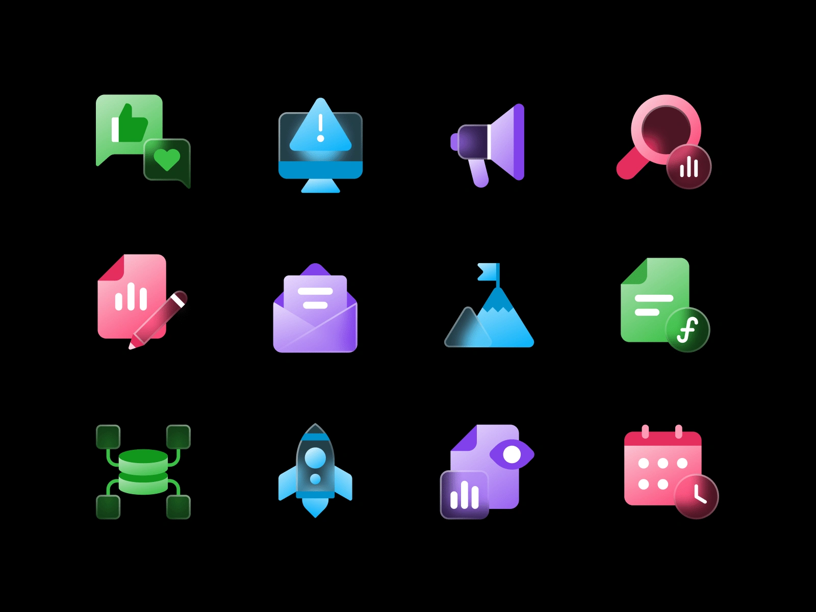 Icons on a dark background (for flexibility).