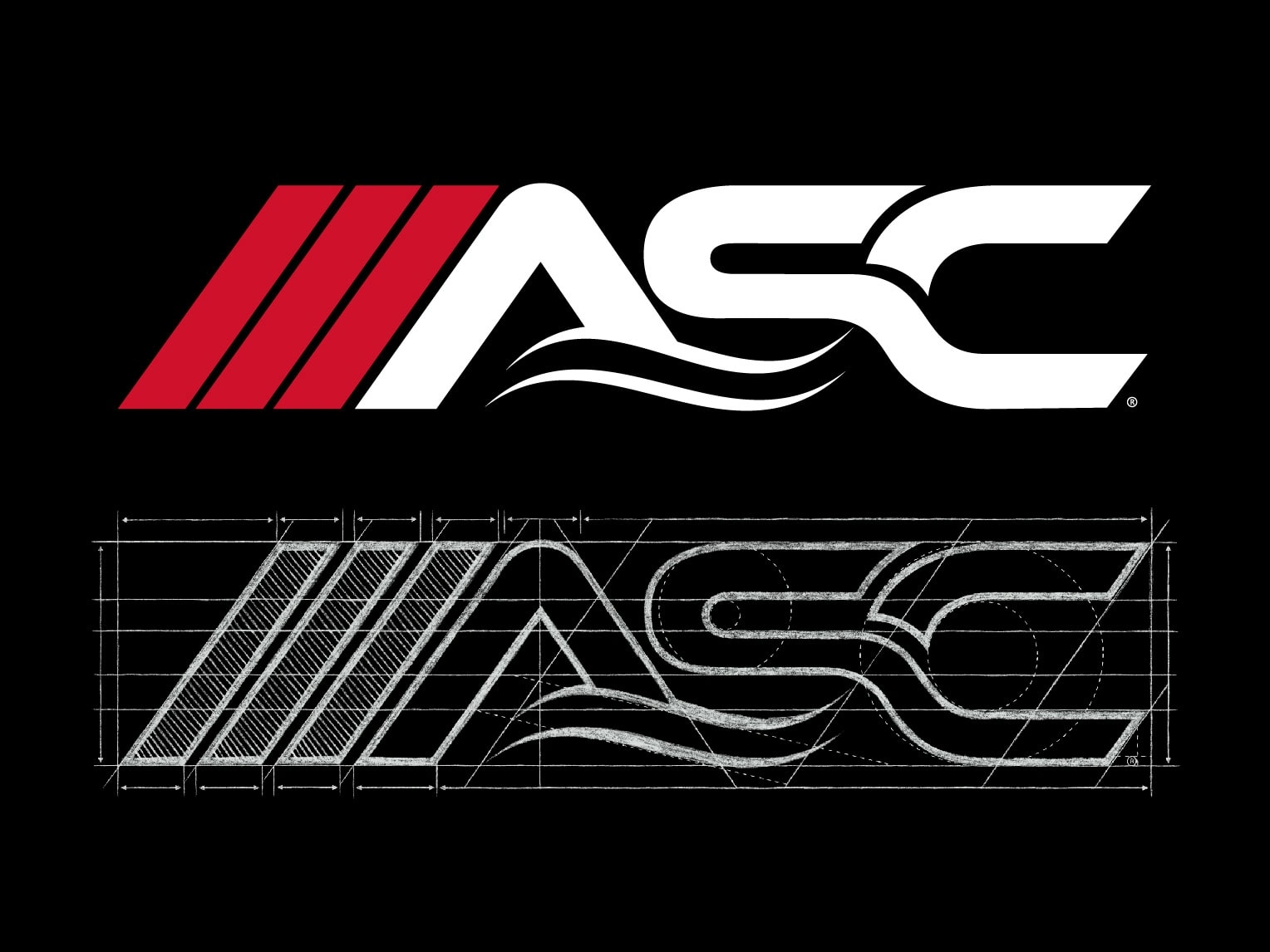 ASC logo rebrand. I incorporated the 3 red bar concept as well as created a blueprint version.