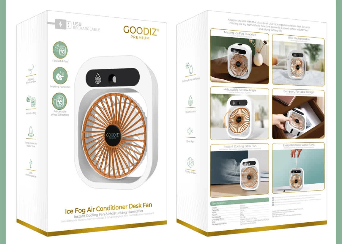 Package Design For Ice Fog Air Conditioner Desk Fan 