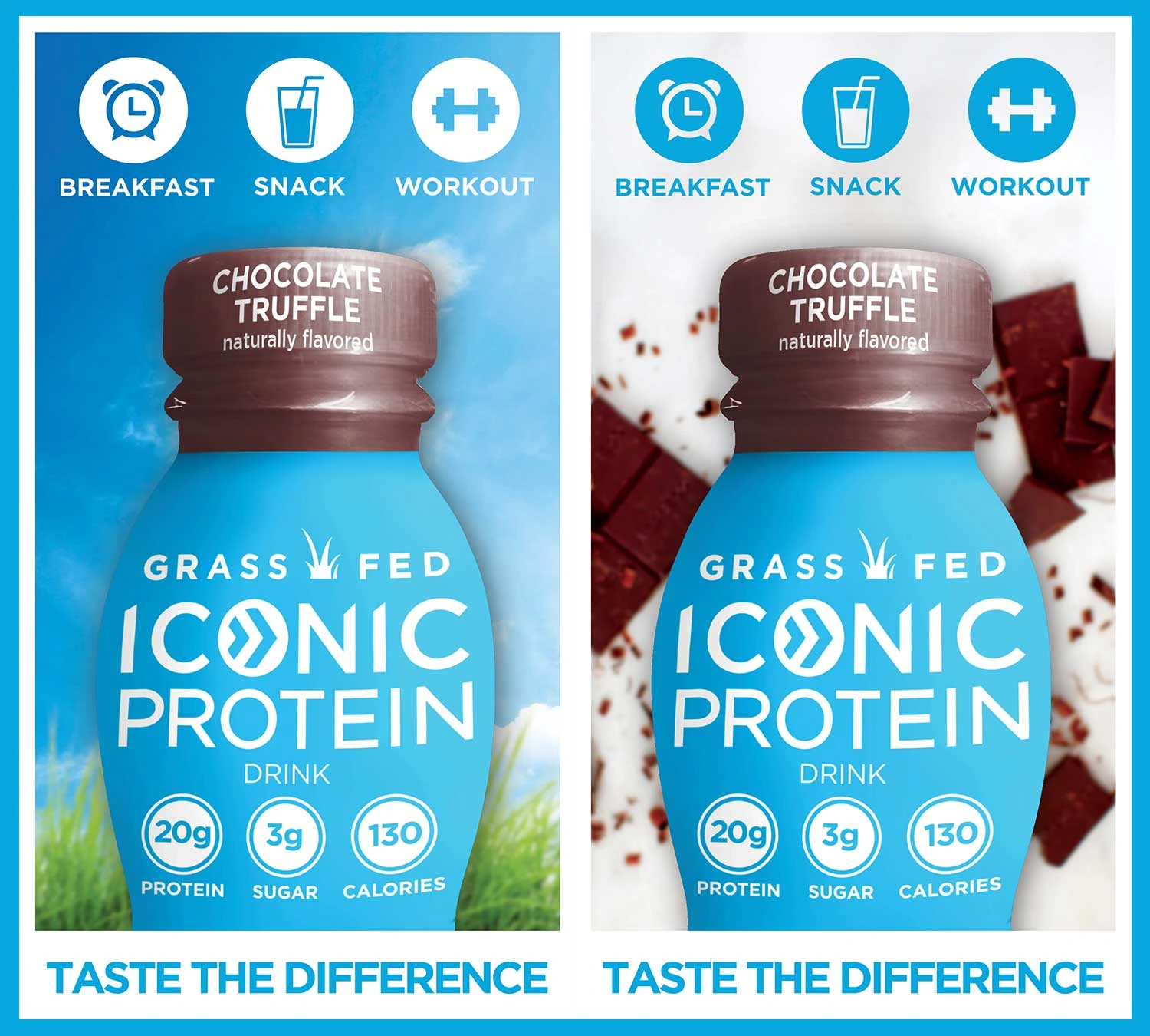 ICONIC Protein "Taste the Difference" campaign graphics