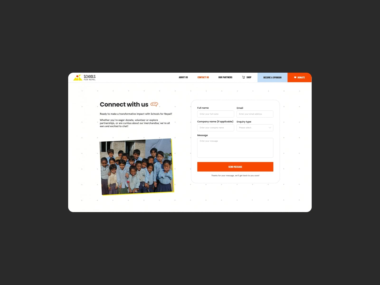 Schools For Nepal Contact Page