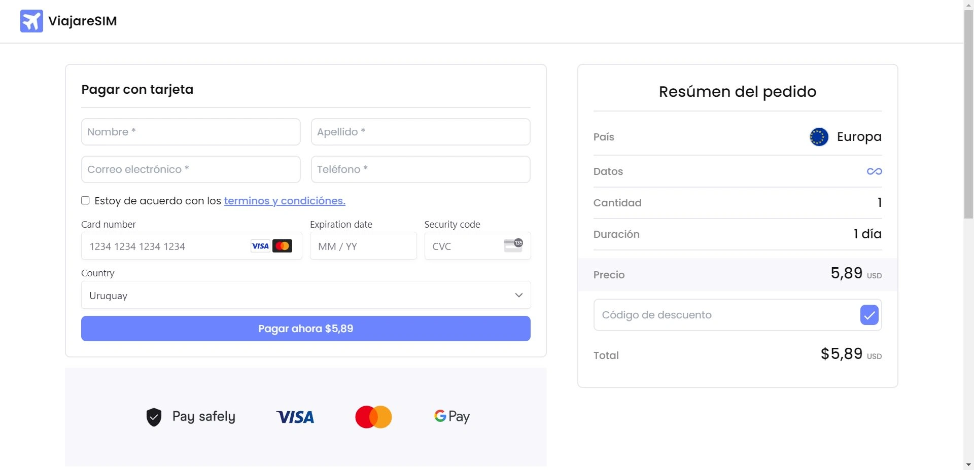 Payment page