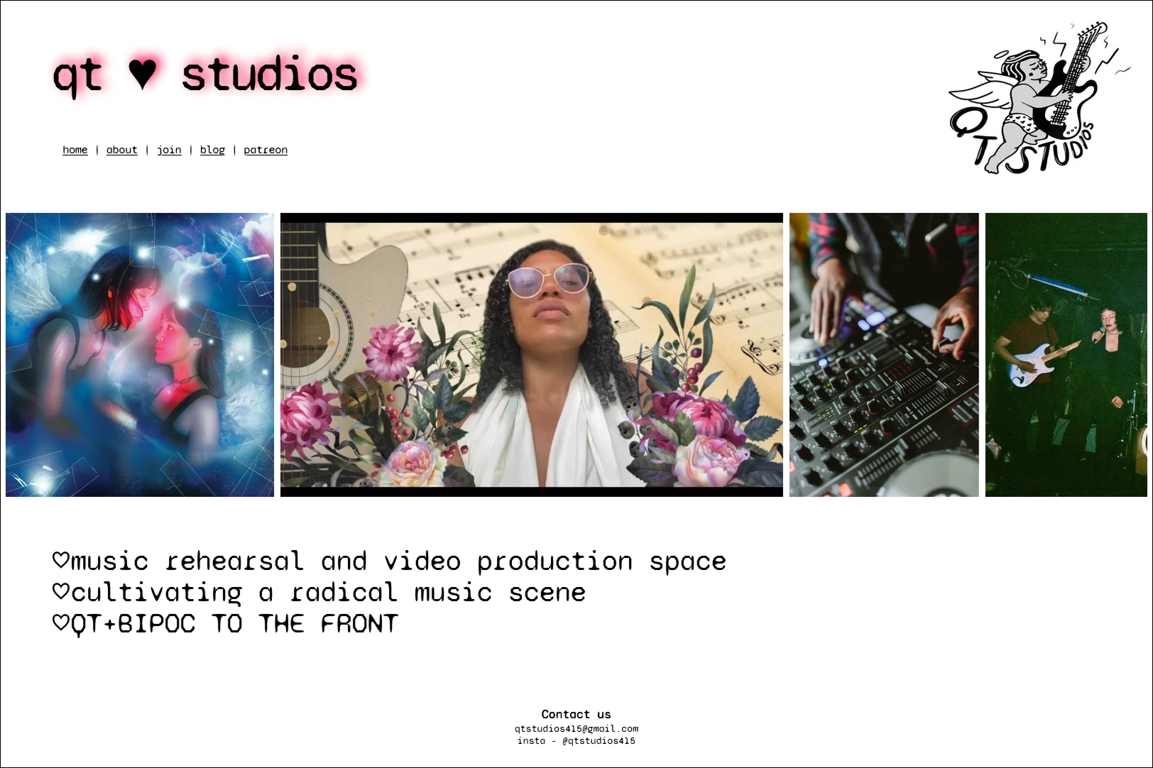 QT Studios Website - Desktop View