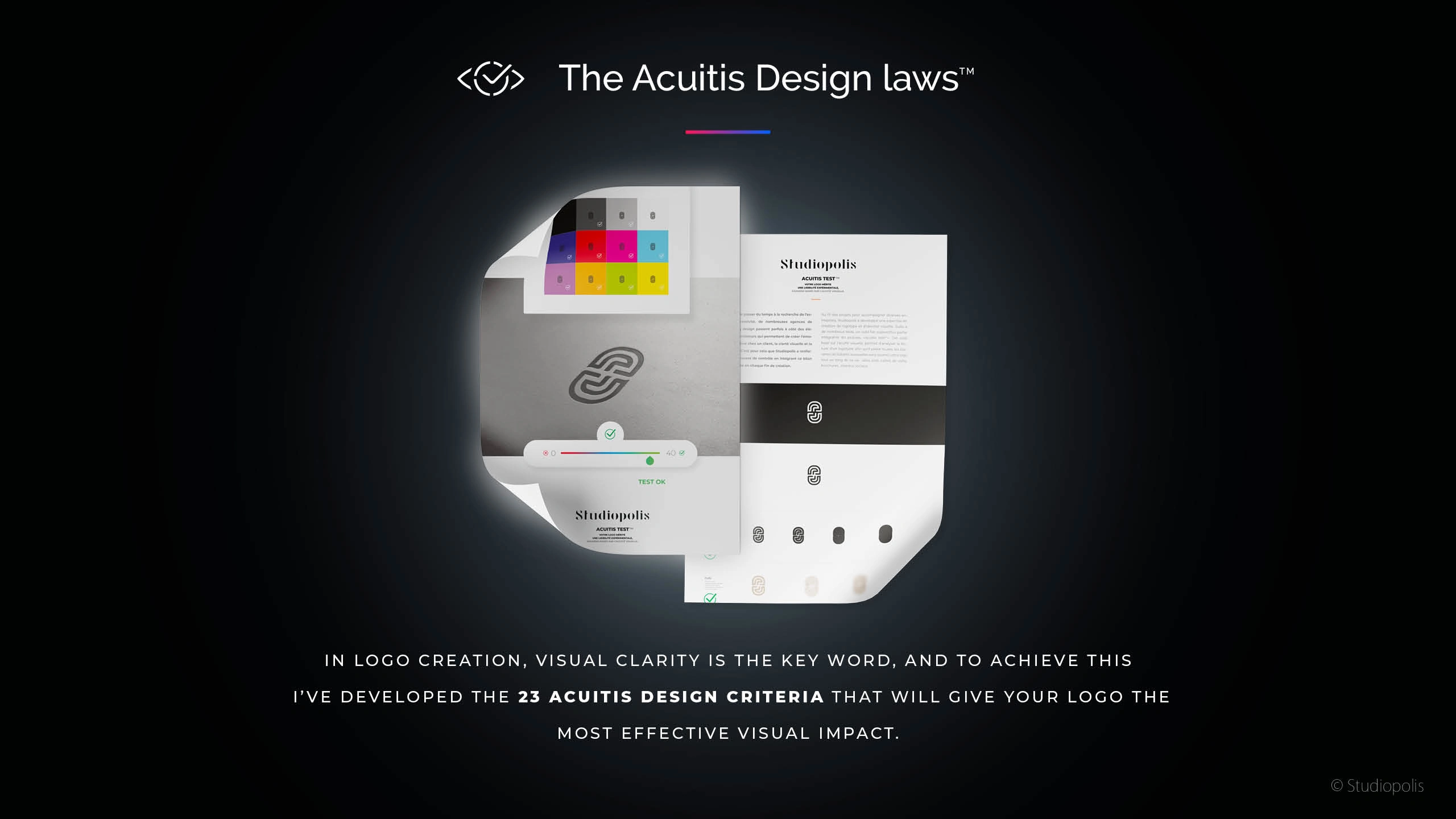 In logo creation, visual clarity is the key word, and to achieve this i've developed the 23 Acuitis Design criteria that will give your logo the effective visual impact.