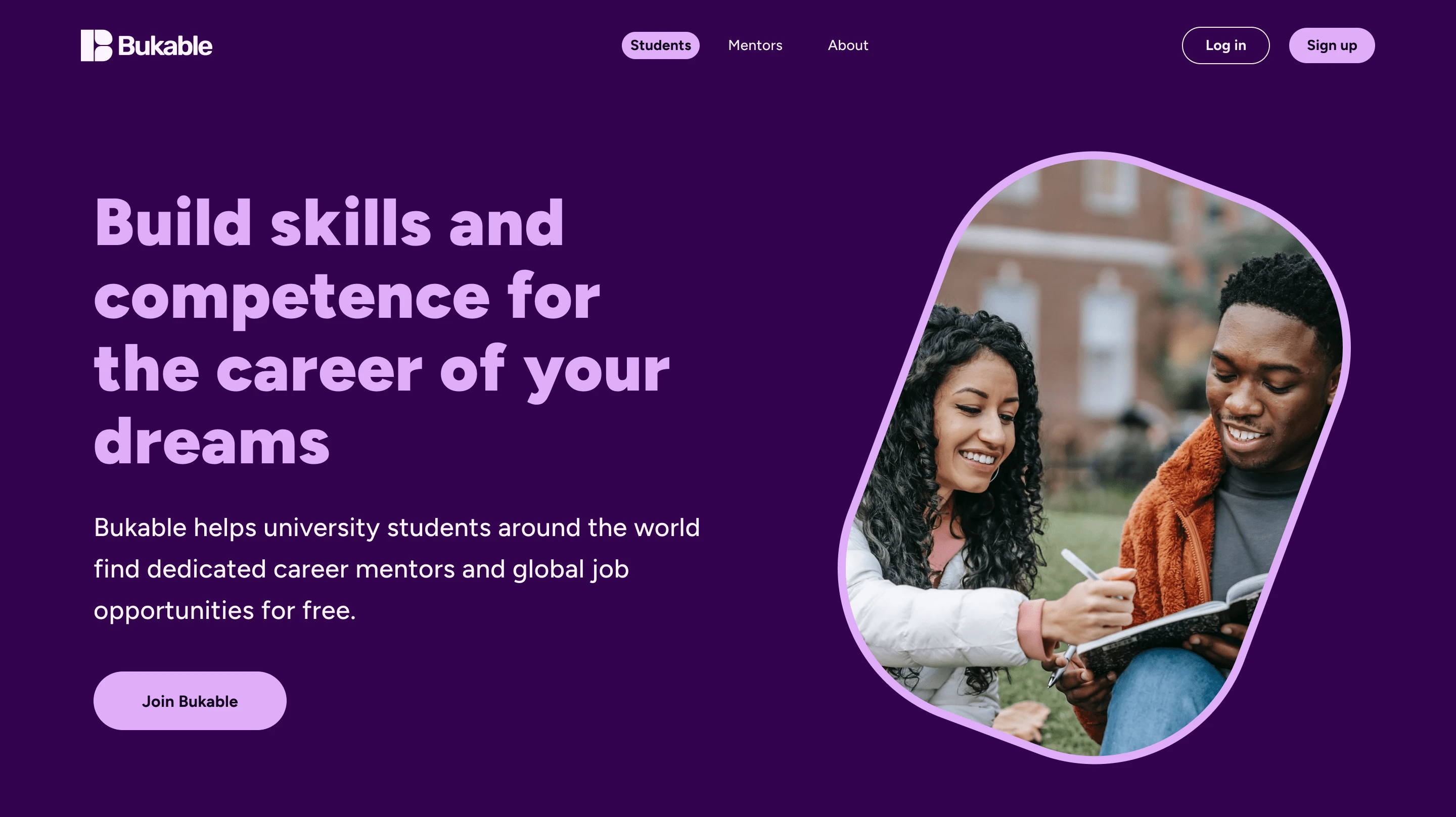 New landing page hero section for students