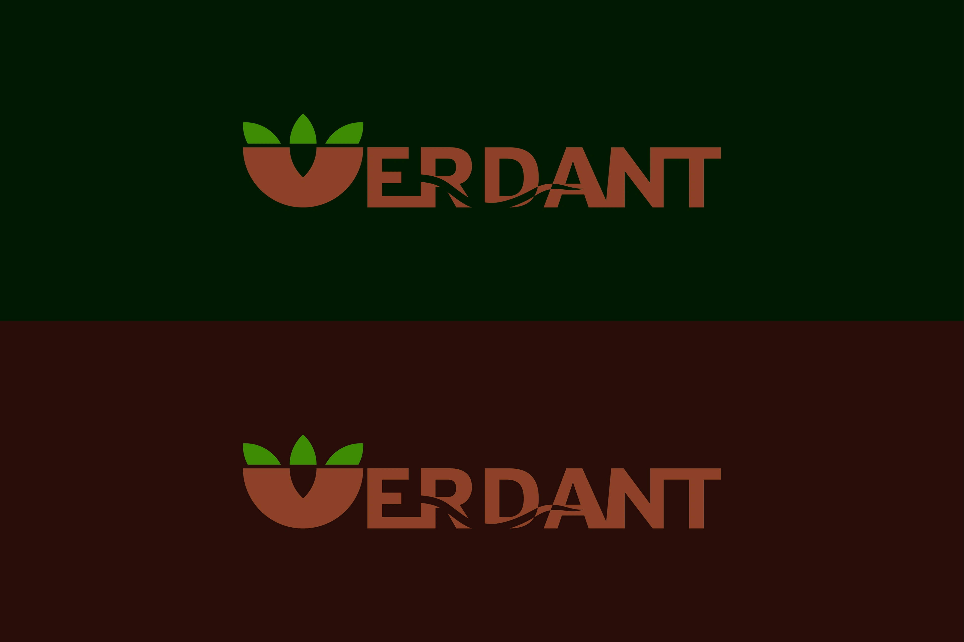 The logo on a plant green bg and a mud brown bg