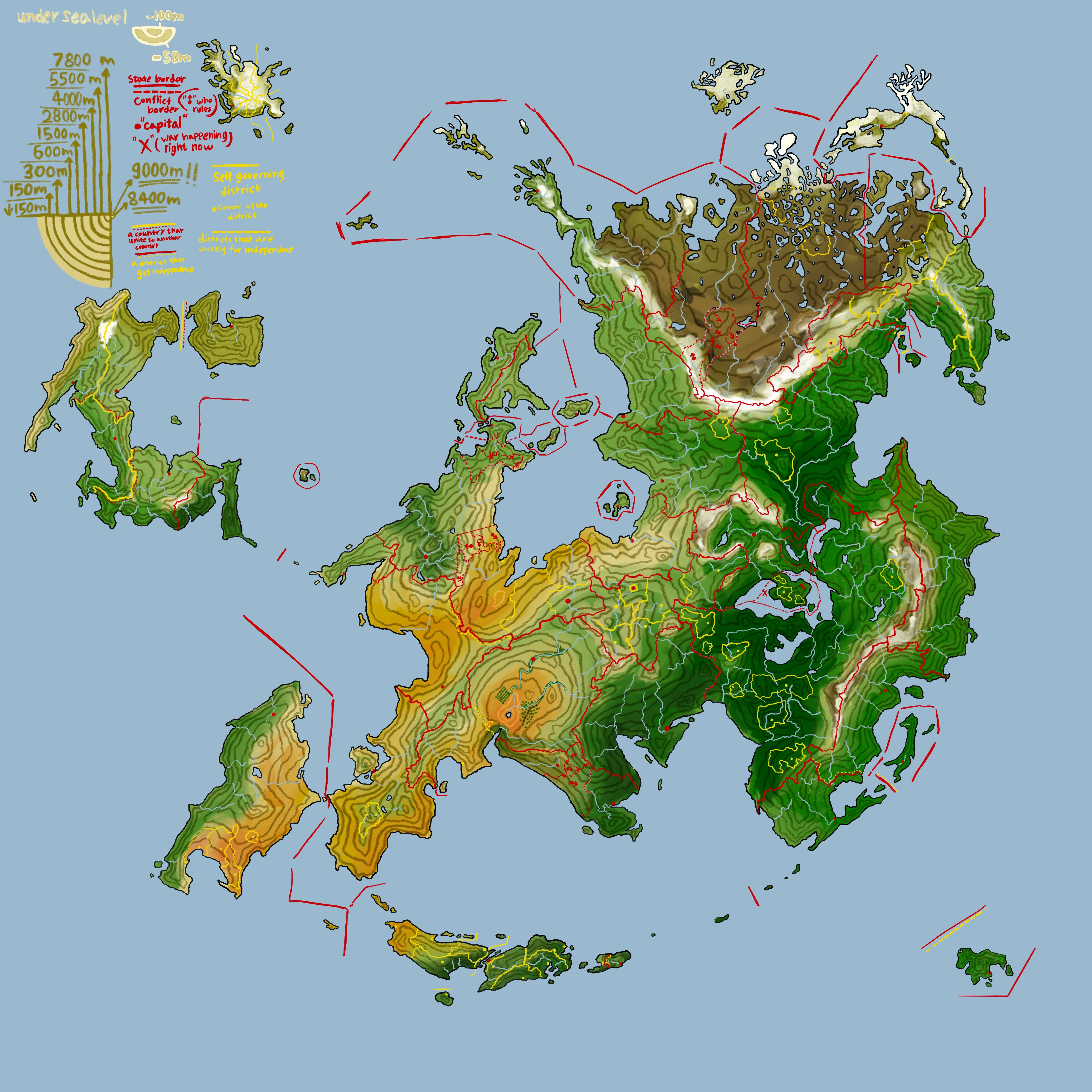  fictional map with political borders and different climate