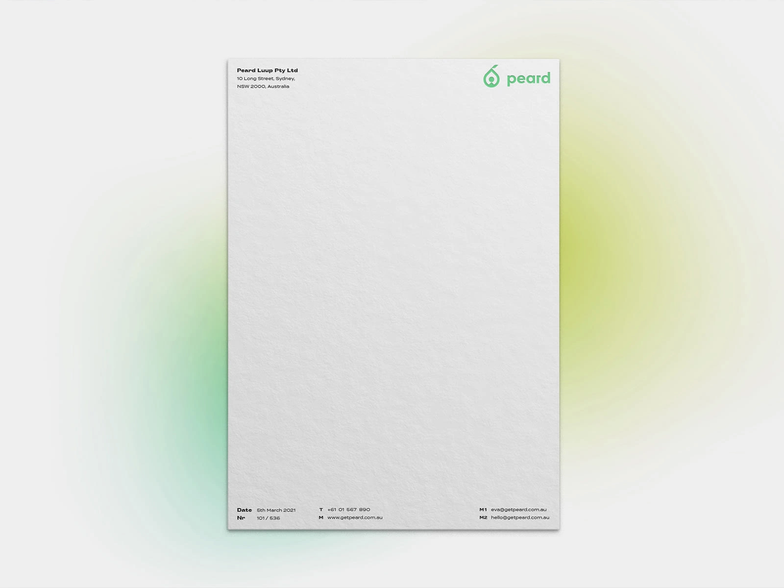 One of the services offered was the development of a comprehensive stationery design